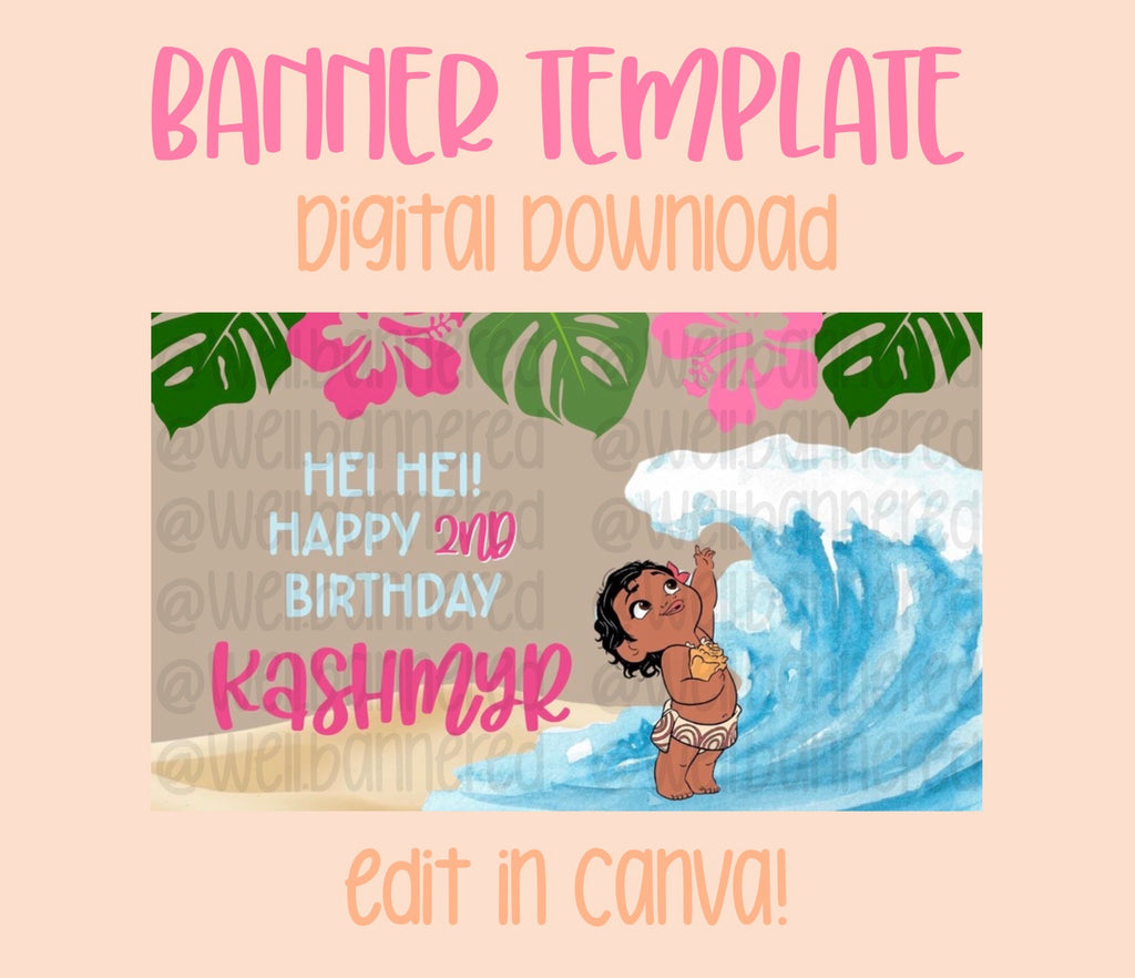 Digital download | Edit in Canva | Tropical girl birthday template