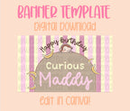 Digital download | Edit in Canva | Girly monkey birthday template