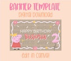 Digital download | Edit in Canva | Princess piggy birthday template