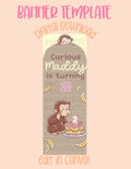 Digital download | Edit in Canva | Arched curious monkey birthday template