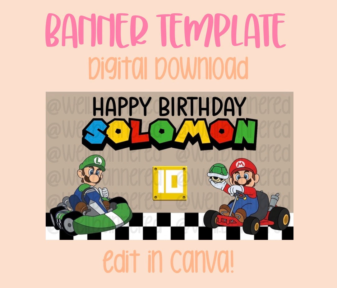 Digital download | Edit in Canva | Go kart birthday template