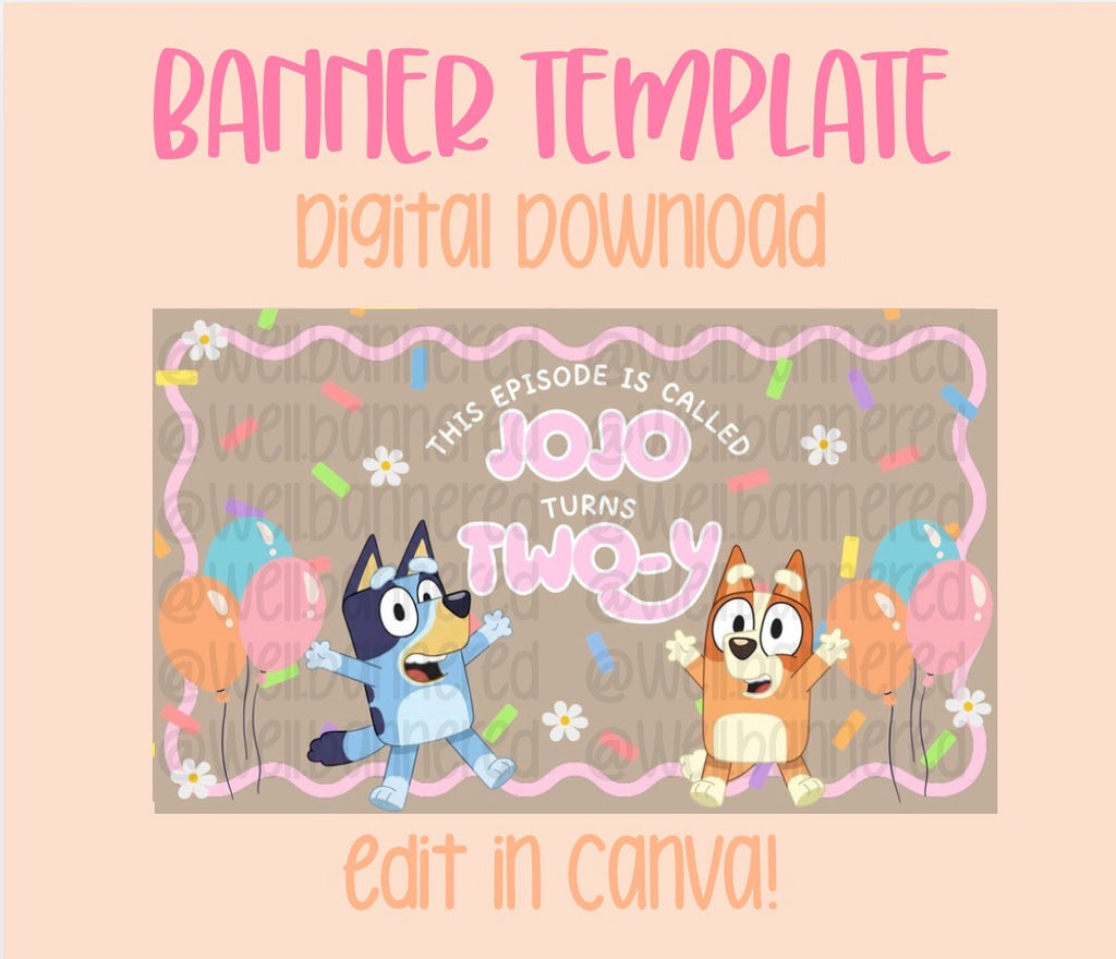 Digital download | Edit in Canva | Colorful puppy birthday template