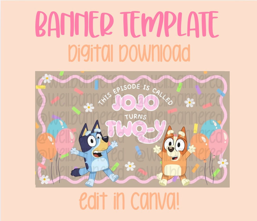 Digital download | Edit in Canva | Colorful puppy birthday template