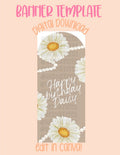 Digital download | Edit in Canva | Daisies and pearls arched banner template