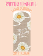 Digital download | Edit in Canva | Daisies and pearls arched banner template