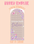Digital download | Edit in Canva | Arched butterfly welcome baby template