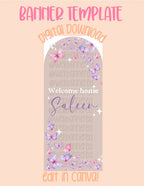 Digital download | Edit in Canva | Arched butterfly welcome baby template