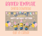 Digital download | Edit in Canva | Yellow and pink birthday template