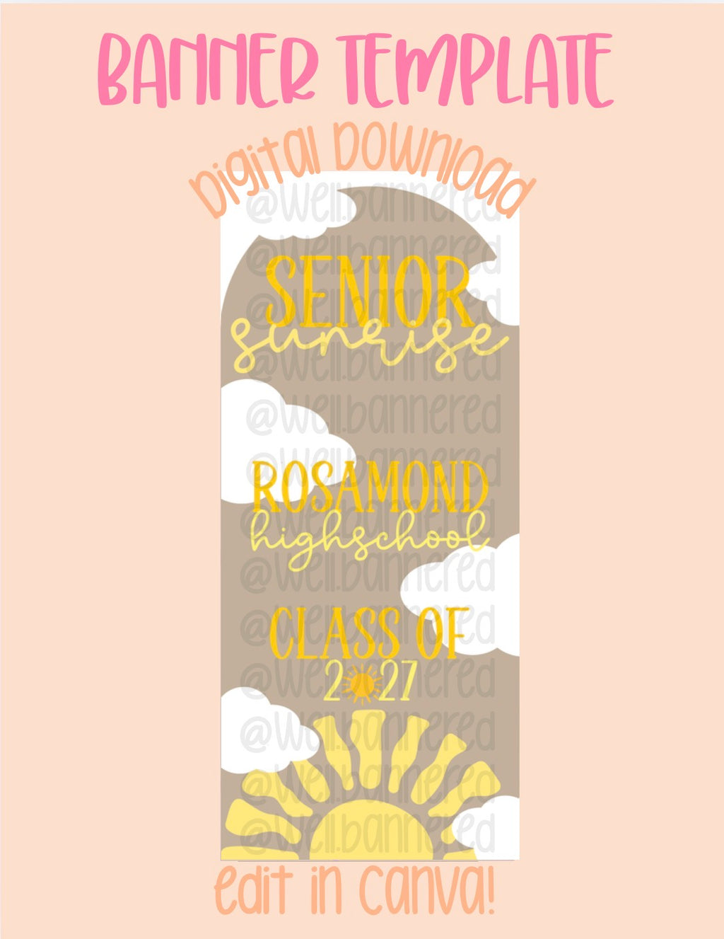 Digital download | Edit in Canva | Arch senior sunrise template