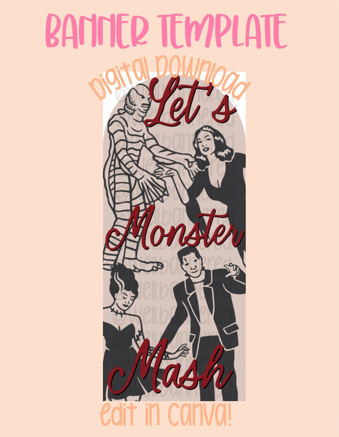 Digital download | Edit in Canva | Arch monster mash Halloween template