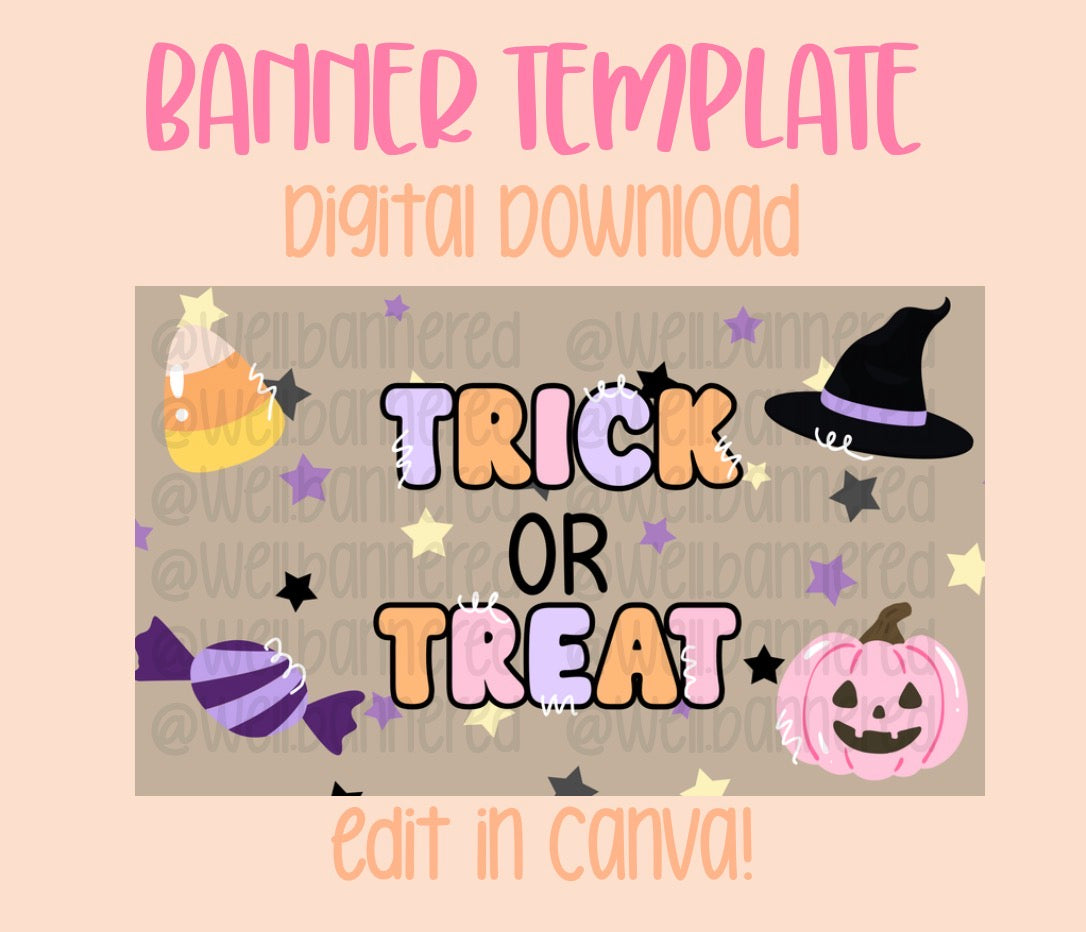 Digital download | Edit in Canva | Trick or treat Halloween template