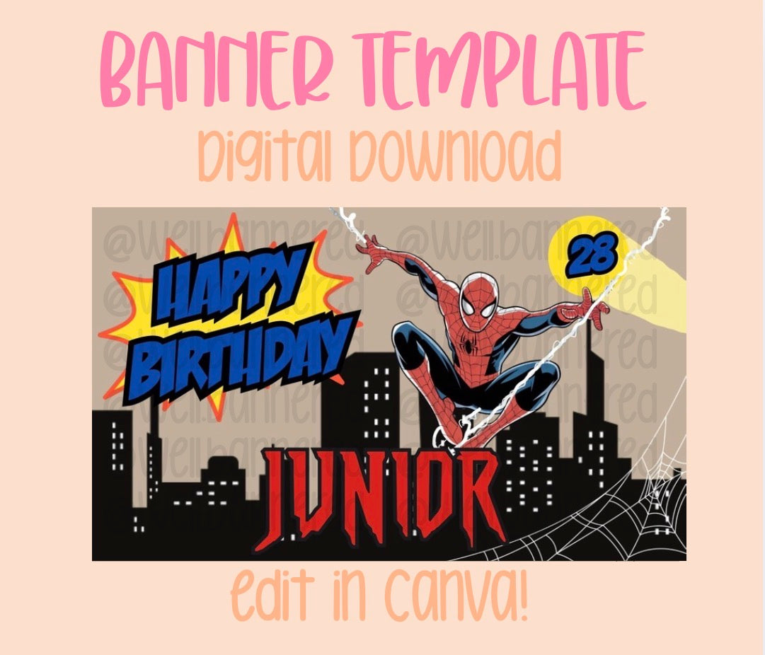 Digital download | Edit in Canva | Spider hero template